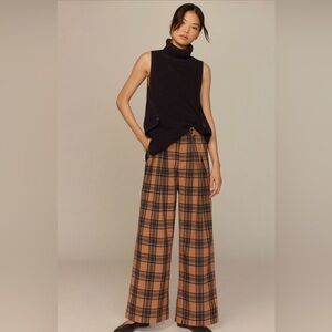 Maeve Brown and Black Plaid Wide-Leg Pants